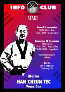 Affiche stage Maître Han Cheun Tec